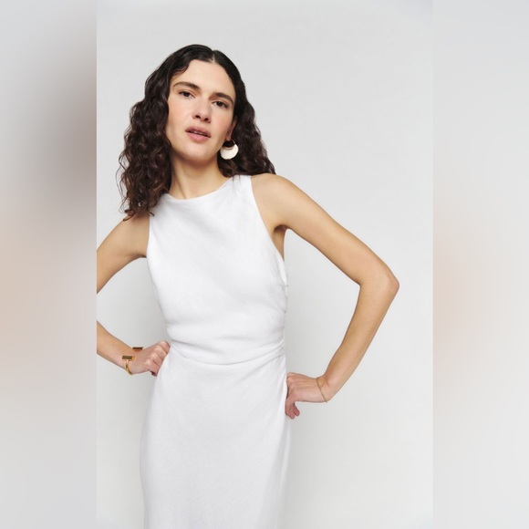 NWOT Reformation Casette Linen Sleeveless Cowl Neck Maxi Dress in Solid White, 0 - Picture 8 of 8